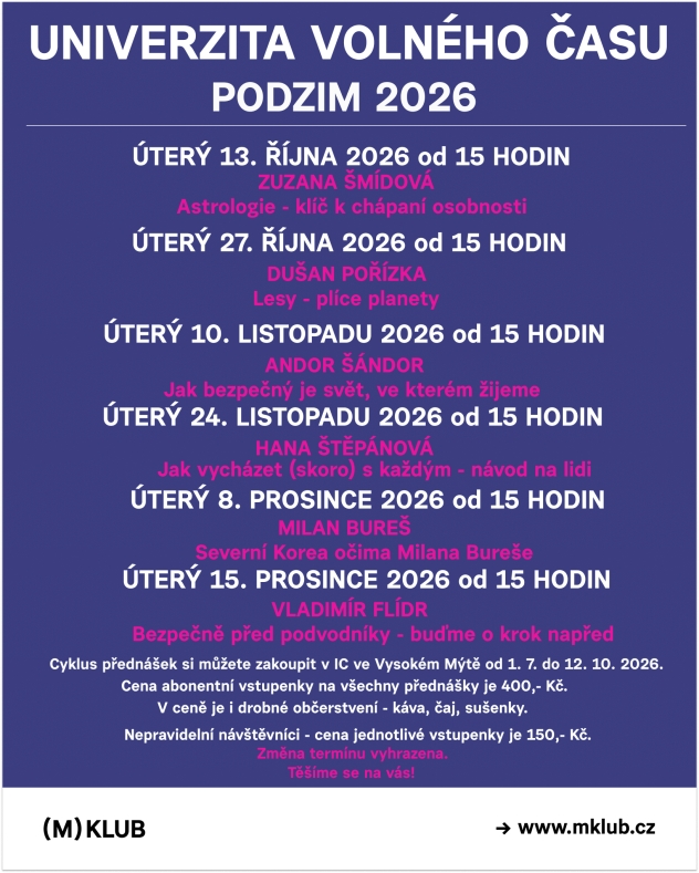 Univerzita voln&eacute;ho času - PODZIM 2026